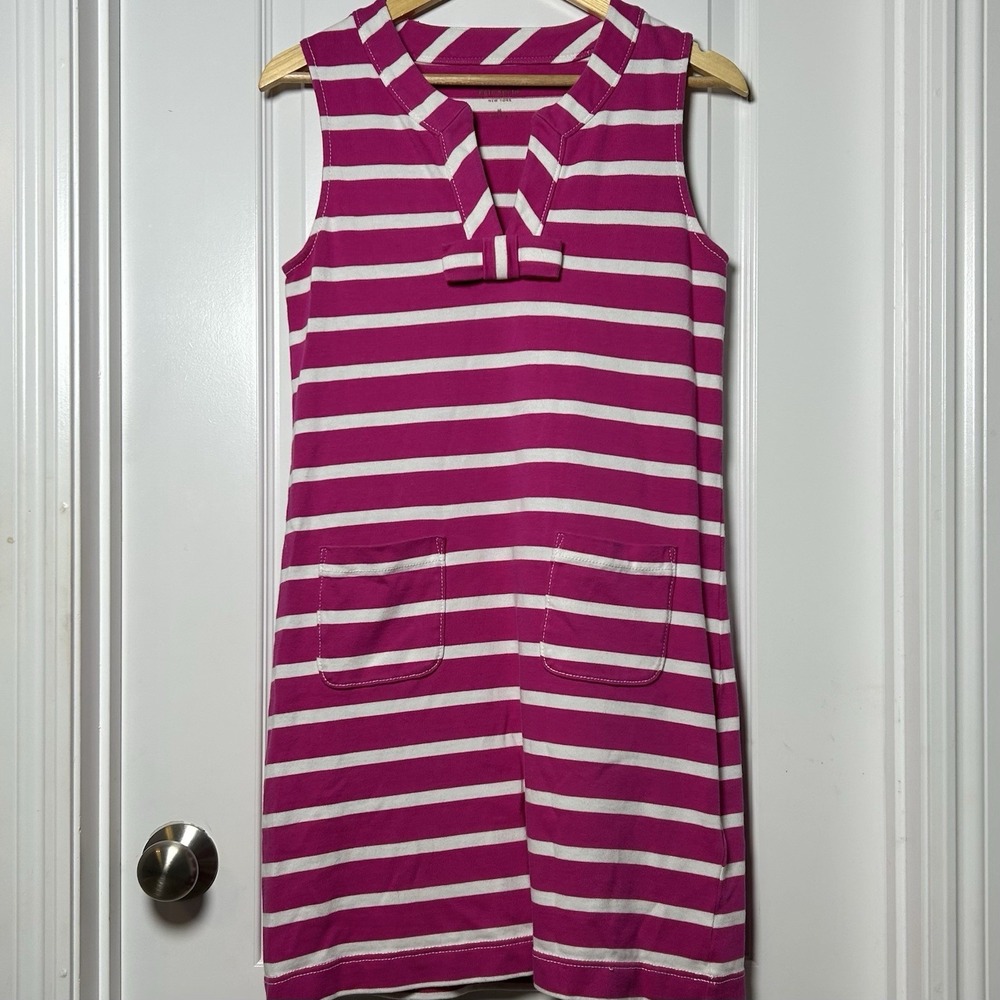 Kate Spade New York Hot Pink White Stripe Shift Dress Coquette Nautical Style